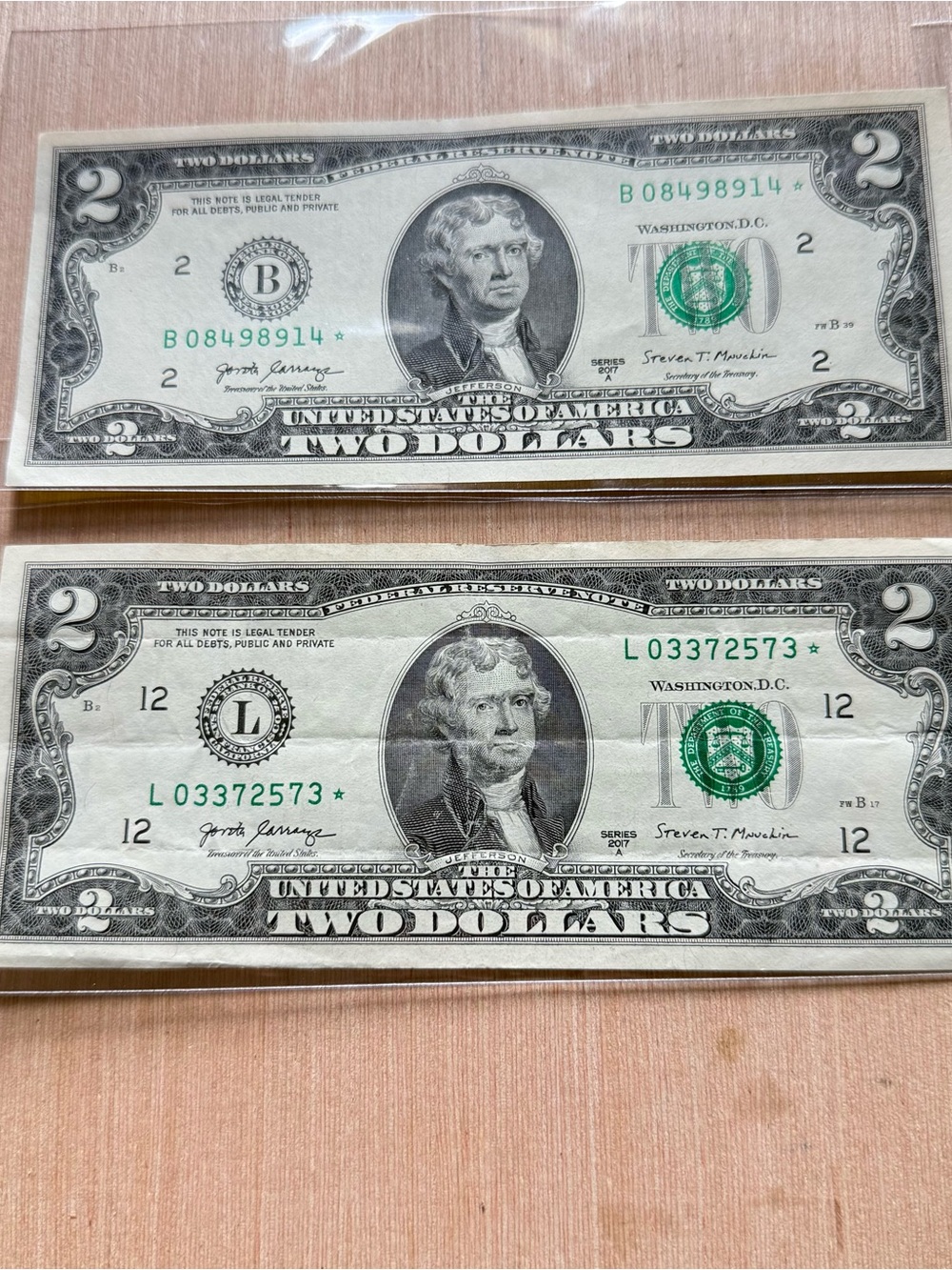 Lot Of 4 2017A $2.00Dollar Star Note Rare Bill Circulated U.S Currency Read Blw! - Picture 2 of 10
